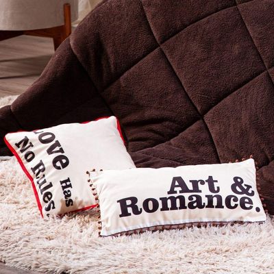 Kit Coberdrom Cobertor King Romance Tabaco Dupla Face Com Almofadas Estampadas 05 Peças - Tecido Mantinha E Sherpa