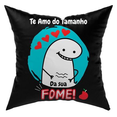Capa De Almofada Estampada Avulsa Flork Meme Humor Com Frases 45cm X 45cm Com Zíper Estampa Tamanho Da Sua Fome