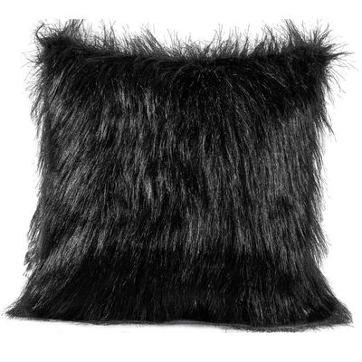 Capa De Almofada Avulsa Plush Pelúcia Preto 45cm X 45cm - Pelo Alto