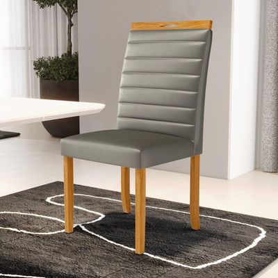 Kit Com 4 Cadeiras Sara Madeira Maciça Estofadas Para Mesa De Jantar Veludo Chumbo 109