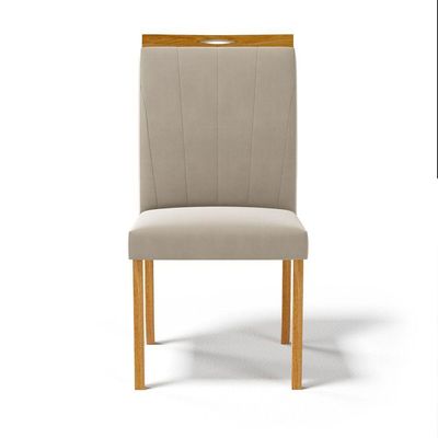Kit Com 4 Cadeiras Aurora Madeira Maciça Estofadas Para Mesa De Jantar Veludo Bege 102