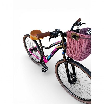 Bicicleta Aro 29 Feminina Absolute Hera Retrô Vintage 21v Confortável Cesta Selim 2 Molas - Preto/rosa Tam 15