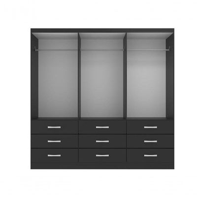 Guarda-roupa Casal 6 Portas 9 Gavetas Bergamo - Black Black