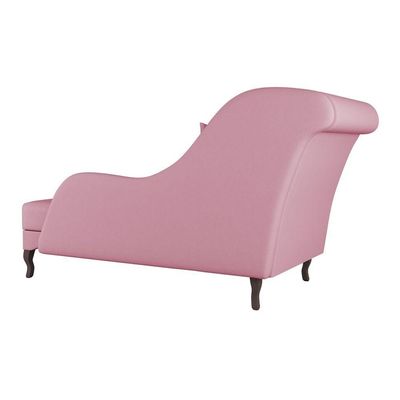 Divã Recamier Chaise Longue Valentina Clássico Com Pés De Madeira Suede Rosa - Desk Design