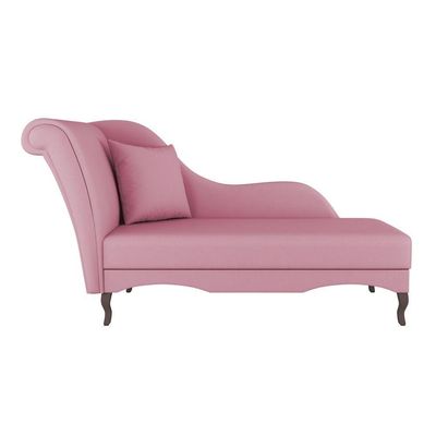 Divã Recamier Chaise Longue Valentina Clássico Com Pés De Madeira Suede Rosa - Desk Design