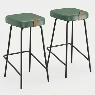 Kit 02 Banquetas Altas Cozinha E área Gourmet Vik Estofada Couríssimo Verde - Desk Design