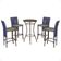 Mesa Bistrô E 4 Banquetas Roma Marrom Corda Estofado 5 Trama Azul