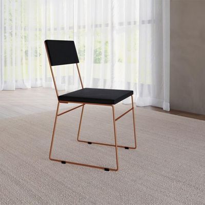 Kit 2 Cadeiras De Jantar Málaga Veludo Base Cobre Para Mesa Sala Cozinha E Decoração - Cobre-preto