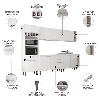 Armário De Cozinha Cp07 Para Pia 120cm Pérola Z34 Branco - Mpozenato