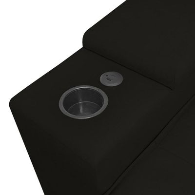 Sofá Retratil Reclinavel 3 Lugares 2,30m Porta Copo Usb Sala Cor:preto Preto