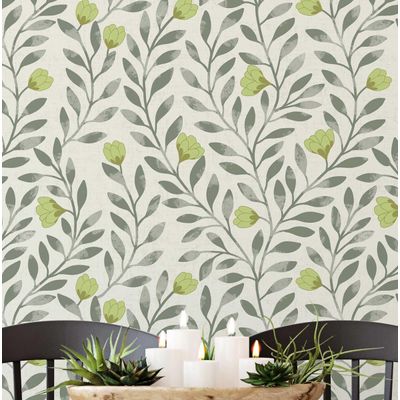 Papel Contact Vinílico Autoadesivo Removível, Impermeável, Tema Natureza, Folhas Verdes para Paredes, Armários e Cômoda - S4sassy 63,5 cm (L) × 304,8 cm (C) / Verde - Vinil Liso