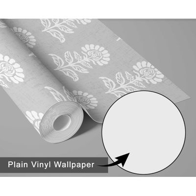 Vinil Autoadesivo com Estampa Ethnic Bloom, Impermeável, Cinza, Removível, Estilo Asiático, Quartos, Salas, Aluguel, Armários - S4Sassy 63,5 cm (L) × 152,4 cm (C) / Cinza - Vinil Liso