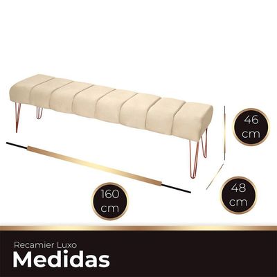Recamier Estofada Casal Queen Luxo Veludo Bege