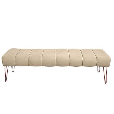 Recamier Estofada Casal Queen Luxo Veludo Bege