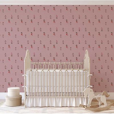 Papel de Parede Floresta Ornamental Rosa Autoadesivo, Decoração DIY Fácil para Quarto Estilo Fazenda, Sala, Armários, Ambientes - S4Sassy 63,5 cm (L) × 609,6 cm (C) / Rosa - Vinil Liso