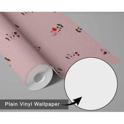 Papel de Parede Floresta Ornamental Rosa Autoadesivo, Decoração DIY Fácil para Quarto Estilo Fazenda, Sala, Armários, Ambientes - S4Sassy 63,5 cm (L) × 609,6 cm (C) / Rosa - Vinil Liso