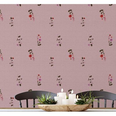 Papel de Parede Floresta Ornamental Rosa Autoadesivo, Decoração DIY Fácil para Quarto Estilo Fazenda, Sala, Armários, Ambientes - S4Sassy 63,5 cm (L) × 609,6 cm (C) / Rosa - Vinil Liso