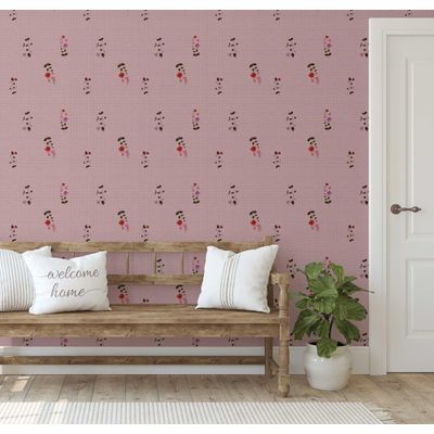 Papel de Parede Floresta Ornamental Rosa Autoadesivo, Decoração DIY Fácil para Quarto Estilo Fazenda, Sala, Armários, Ambientes - S4Sassy 63,5 cm (L) × 609,6 cm (C) / Rosa - Vinil Liso