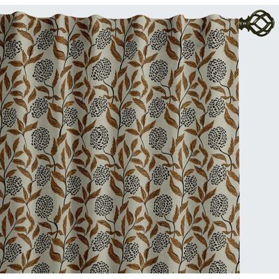 Cortinas de Algodão Extra Longas - Tetos Altos/Portas Francesas - Filtrantes, Bolso/Abas Traseiras p/ Varão, 2 Painéis - Folhas - Vargottam 132,08 Cm (L) × 274,32 Cm (C) / Bege