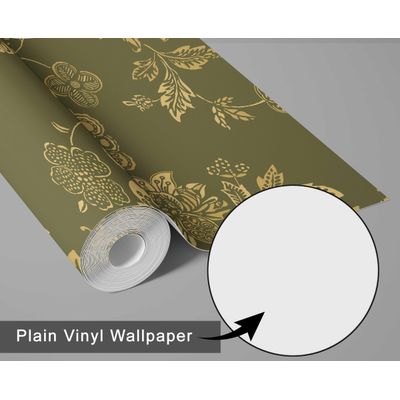 Papel de Parede Floral Vintage Verde, Vinil Autoadesivo, Aplicação DIY Fácil para Quarto Estilo Fazenda, Sala e Armário - S4Sassy 63,5 cm (L) × 914,4 cm (C) / Verde - Vinil Liso