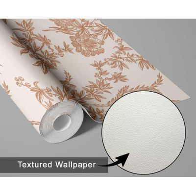 Papel Contact Vinílico Removível e Impermeável, Estampa Vintage de Vinha Inspirada na Natureza para Paredes, Armários, Cômoda - S4Sassy 63,5 cm (L) × 152,4 cm (C) / Marrom - Vinil Texturizado