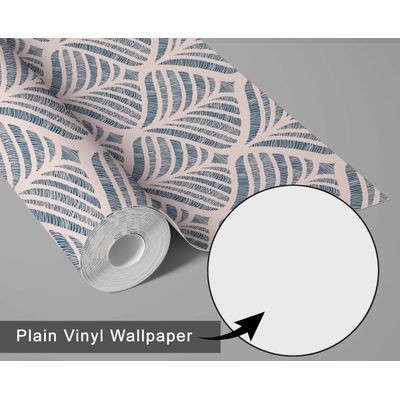 Papel de Parede Autocolante Decorativo Folha Leque Impermeável Azul Removível Amigável para Inquilinos Quarto/Sala de Jantar - S4sassy 63,5 cm (L) × 914,4 cm (C) / Azul - Vinil Liso