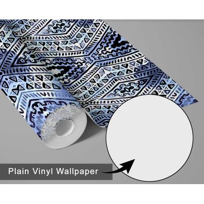 Papel de Parede Boho Autoadesivo com Estampa Tribal, Vinílico À Prova d'Água Azul, Removível para Quarto e Sala - S4sassy 63,5 cm (L) × 152,4 cm (C) / Azul - Vinil Texturizado