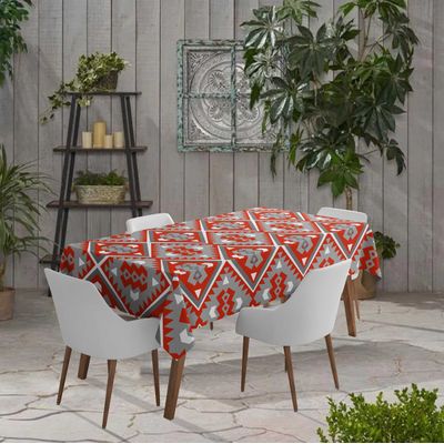 Toalha de Mesa Impermeável Interna/Externa para Varanda - Capa de Mesa Primavera/Verão para Quintal/Churrasco/Piquenique - Vargottam 147,32 Cm (L) × 208,28 Cm (C) / Cinza