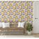 Papel de Parede Vinílico Autoadesivo Removível - Algas e Conchas Marinhas Amarelas, Mural para Banheiro e Lavanderia - S4Sassy 63,5 cm (L) × 152,4 cm (C) / Amarelo - Vinil Liso