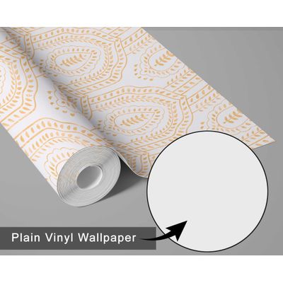 Papel Contact Vinílico Autoadesivo, Urban Chic Paisley Arqueada de Folhas, Amarelo, Impermeável, Removível para Quartos e Sala - S4Sassy 63,5 cm (L) × 914,4 cm (C) / Amarelo - Vinil Liso