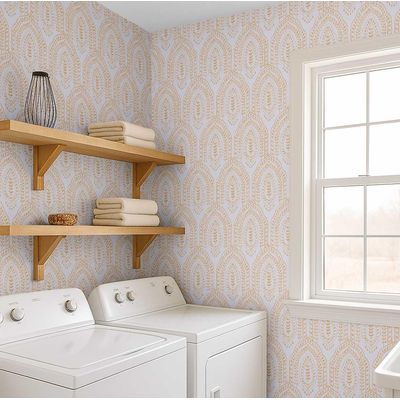 Papel Contact Vinílico Autoadesivo, Urban Chic Paisley Arqueada de Folhas, Amarelo, Impermeável, Removível para Quartos e Sala - S4Sassy 63,5 cm (L) × 914,4 cm (C) / Amarelo - Vinil Liso