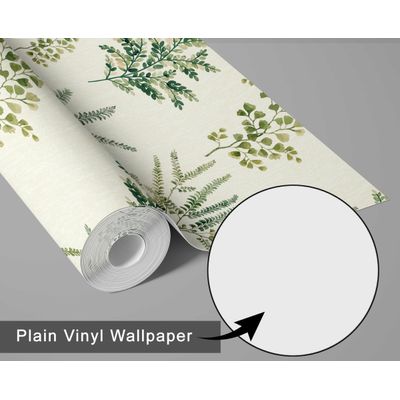 Papel de Parede Autoadesivo Mural Estampa de Samambaias e Folhagens, Adesivo Removível, Entrada e Decoração de Escritório - S4sassy 63,5 cm (L) × 152,4 cm (C) / Verde - Vinil Liso