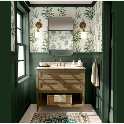 Papel de Parede Autoadesivo Mural Estampa de Samambaias e Folhagens, Adesivo Removível, Entrada e Decoração de Escritório - S4sassy 63,5 cm (L) × 152,4 cm (C) / Verde - Vinil Liso