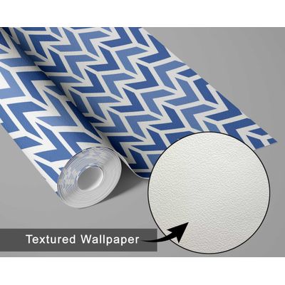 Papel-Contato Autoadesivo Impermeável com Flechas Intertravadas Azul Removível para Quarto e Sala de Jantar para Inquilinos - S4sassy 63,5 cm (L) × 152,4 cm (C) / Azul - Vinil Texturizado