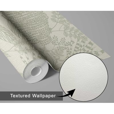 Papel de Parede Autoadesivo Vinílico Impermeável, Estampa Esboço de Selva Verde Removível para Locatários, Quarto/Sala de Jantar - S4Sassy 63,5 cm (L) × 152,4 cm (C) / Verde - Vinil Texturizado