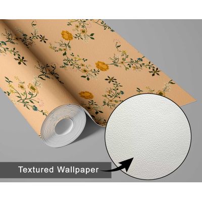 Papel de Parede Autoadesivo com Estampa Floral Selvagem Delicada, Vinil à Prova d'Água, Removível, para Inquilinos, Laranja - S4sassy 63,5 cm (L) × 304,8 cm (C) / Laranja - Vinil Texturizado