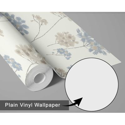 Revestimento de Parede Autoadesivo Floral Pastel em Vinil Removível, Mural Moderno Azul para Quarto, Banheiro, Lavanderia, Closet - S4Sassy 63,5 cm (L) × 152,4 cm (C) / Azul - Vinil Liso