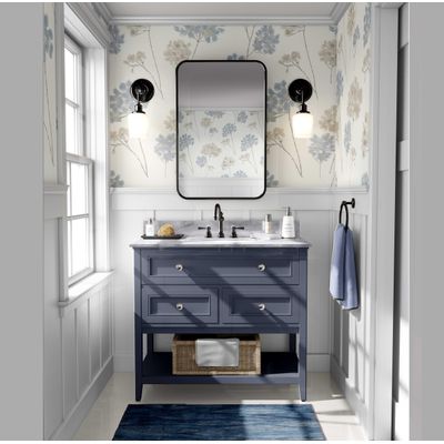 Revestimento de Parede Autoadesivo Floral Pastel em Vinil Removível, Mural Moderno Azul para Quarto, Banheiro, Lavanderia, Closet - S4Sassy 63,5 cm (L) × 152,4 cm (C) / Azul - Vinil Liso