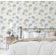 Revestimento de Parede Autoadesivo Floral Pastel em Vinil Removível, Mural Moderno Azul para Quarto, Banheiro, Lavanderia, Closet - S4Sassy 63,5 cm (L) × 609,6 cm (C) / Azul - Vinil Texturizado