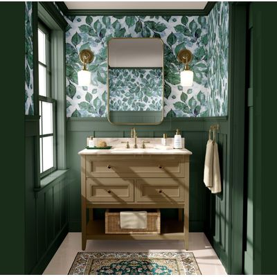 Papel de Parede Autoadesivo Folhas em Aquarela, Contact Vinil Impermeável Verde, Removível para Locatários, Quarto/Sala de Jantar - S4Sassy 63,5 cm (L) × 609,6 cm (C) / Verde - Vinil Texturizado