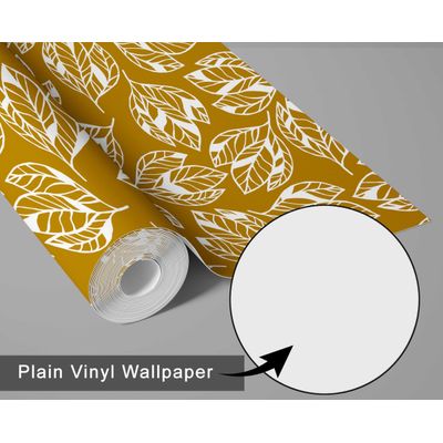 Papel de Parede Autoadesivo Decorativo Folhas Abstratas Amarelo, Vinil Impermeável Removível para Quarto e Sala de Jantar - S4Sassy 63,5 cm (L) × 609,6 cm (C) / Amarelo - Vinil Texturizado