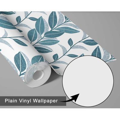 Papel de Parede Vertical Folha Verde, Aparência Natural, Vinil Autoadesivo, Revestimento Decorativo, DIY Fácil para Quarto e Sala - S4Sassy 63,5 cm (L) × 609,6 cm (C) / Verde - Vinil Texturizado