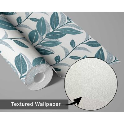 Papel de Parede Vertical Folha Verde, Aparência Natural, Vinil Autoadesivo, Revestimento Decorativo, DIY Fácil para Quarto e Sala - S4Sassy 63,5 cm (L) × 609,6 cm (C) / Verde - Vinil Texturizado