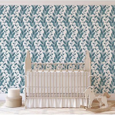 Papel de Parede Vertical Folha Verde, Aparência Natural, Vinil Autoadesivo, Revestimento Decorativo, DIY Fácil para Quarto e Sala - S4Sassy 63,5 cm (L) × 609,6 cm (C) / Verde - Vinil Texturizado