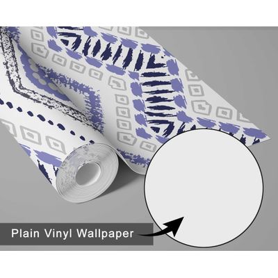 Papel de Parede Autoadesivo Removível em Vinil Tribal Zigzag Roxo, Mural Moderno para Quarto, Banheiro, Lavanderia e Closet - S4Sassy 63,5 cm (L) × 152,4 cm (C) / Roxo - Vinil Texturizado