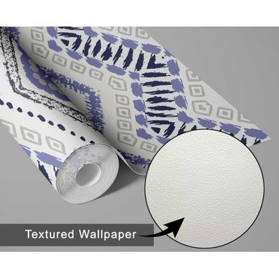 Papel de Parede Autoadesivo Removível em Vinil Tribal Zigzag Roxo, Mural Moderno para Quarto, Banheiro, Lavanderia e Closet - S4Sassy 63,5 cm (L) × 152,4 cm (C) / Roxo - Vinil Texturizado