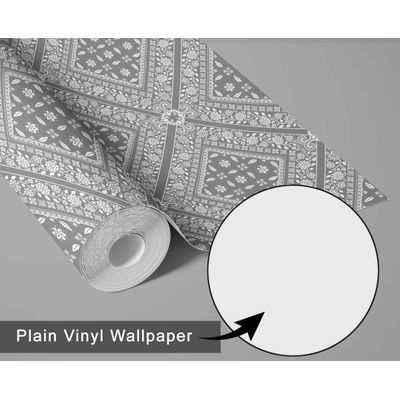Papel de Parede Bandhani em Azulejos, Autoadesivo, Revestimento Decorativo Estilo Asiático, DIY Fácil para Quarto e Sala - Cinza - S4Sassy 63,5 cm (L) × 152,4 cm (C) / Cinza - Vinil Texturizado