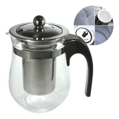 Chaleira Vidro Transparente 500ml Infusor Aço Inox Chá Café