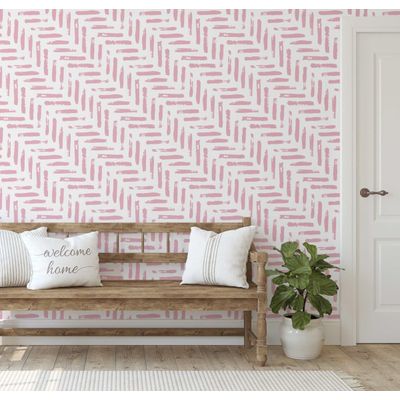 Papel Contact Rosa Contemporâneo Removível Estampa Traços Azuis para Paredes, Armários e Cômoda, Vinílico Autoadesivo Impermeável - S4sassy 63,5 cm (L) × 609,6 cm (C) / Rosa - Vinil Liso