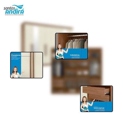 Guarda Roupa Casal 8 Portas 4 Gavetas Master New Com Espelho Jatobá Areia Acetinado - Santos Andirá